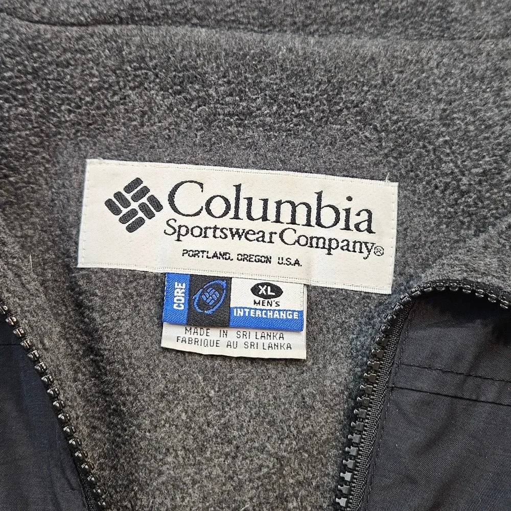 Columbia Mens XL Black Core Interchange Fleece Lined Full Zip Jacket Windbreaker